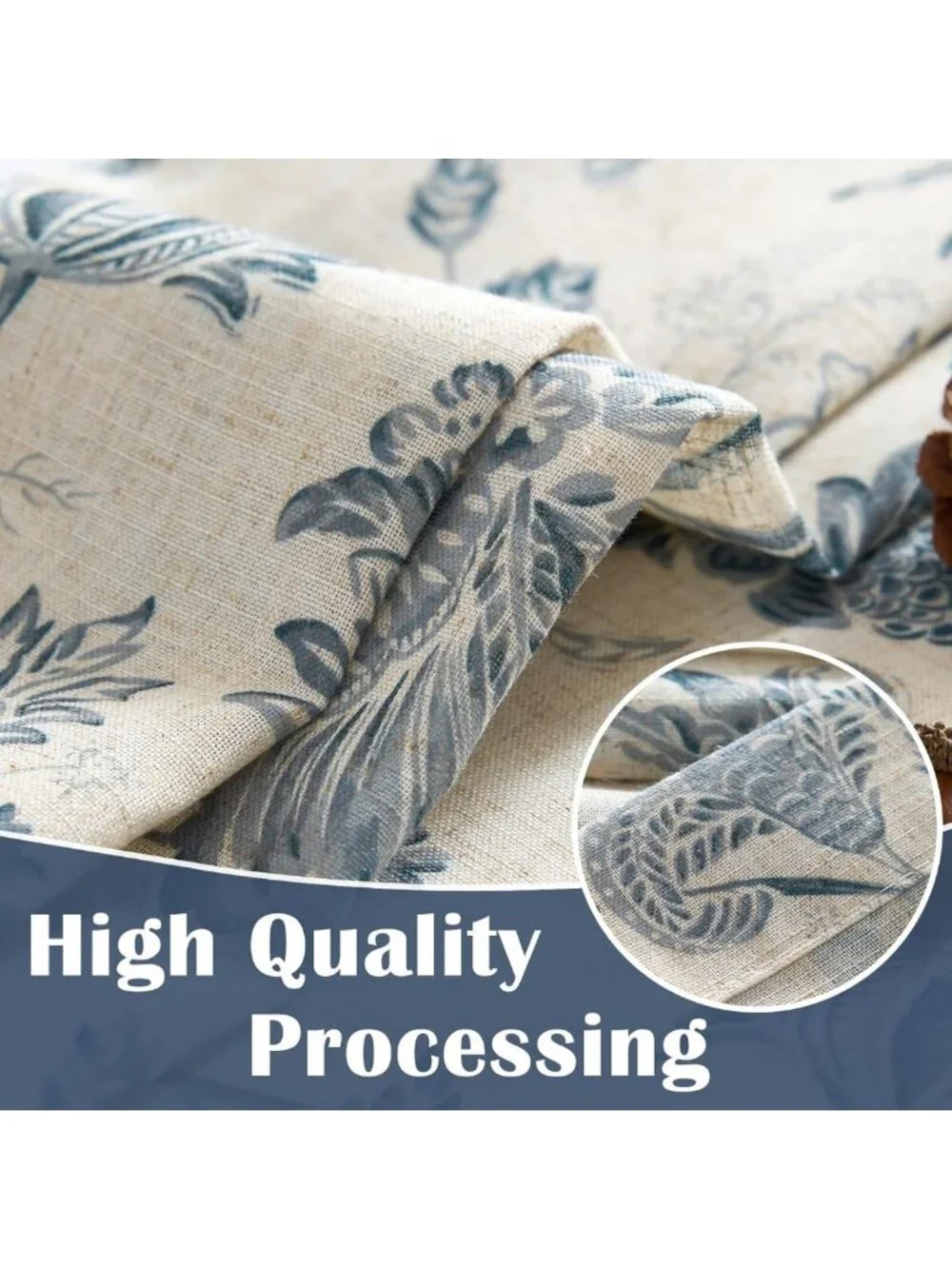 Floral Tie-Up Linen Valance Curtains for Windows - 45
